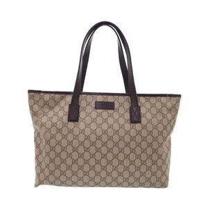 Gucci GG Supreme Zip Shopping Tote Brown